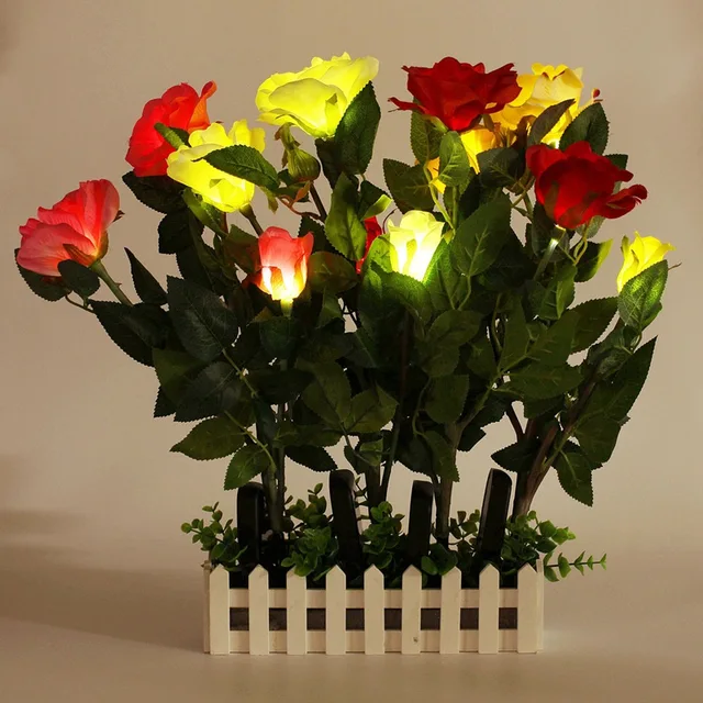 New Arrival Garden Lawn Decoration View Rose Flower Solar Light New Arrival Garden Lawn Decoration View Rose Flower Solar Light Waterproof Ip55 3led Led
