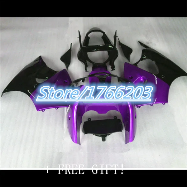 

Road ABS fairings for kawasaki ninja 2000 ZX6R 2001 2002 zx 636 ZX636 01 00 02 purple/green black body repair fairing kit