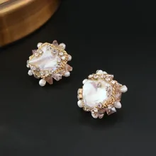 CSxjd Роскошные модные женские очаровательные серьги с барочным жемчугом, натуральный культивированный жемчуг, стразы, серьги