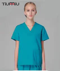 Высокое качество v-образным вырезом летние Врач Медсестра равномерное больницы медицинский скраб Комплект одежды короткий рукав