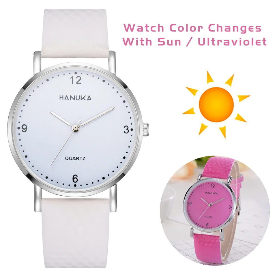 

2018 Women Wrist Watches Fashion Simple Female Sunlight Change Color Sports Casual Dress Watch Ultraviolet Quartz LS287