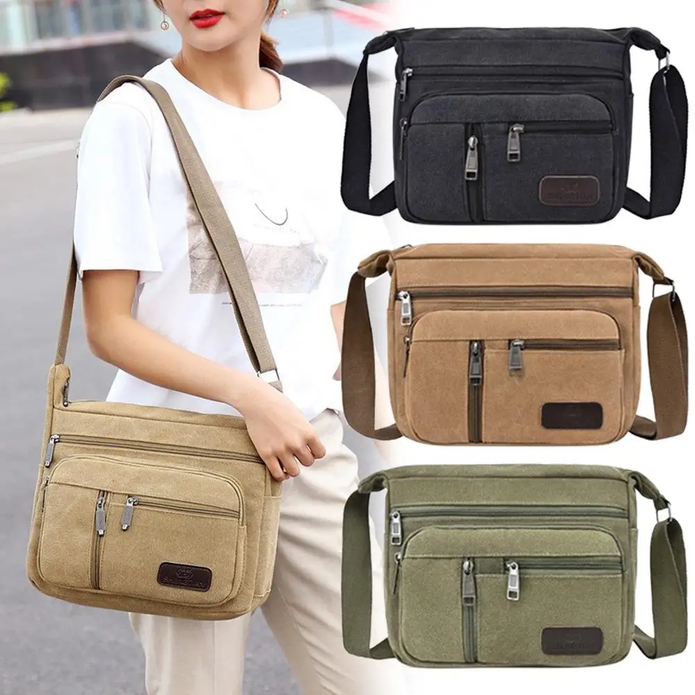 

Large Capacity Men Shoulder Crossbody Messenger Canvas Bag Briefcase Tote Pouch Vintage Style Crossbody Bags