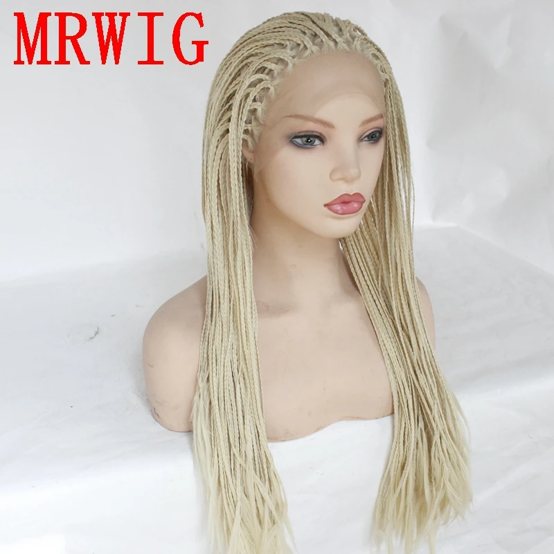 MRWIG#613 26in Плетеный Bx парик с косами синтетический парик фронта шнурка бесклеевая термостойкая волокна часть