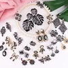 LUBOV Classic Black Crystal Stone Women Stud Earrings Flower Star Leaf Waterdrop Shape Piercing Earrings Women Jewelry Gift ► Photo 1/6