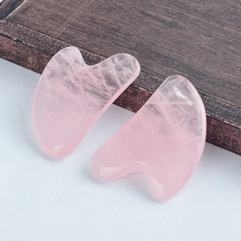 Face Jade Massager Scraper Natural 60*40*7 mm Rose Quartz Gua Sha Acupuntura Tools for Foot Back Head Neck Massage Stone Therapy