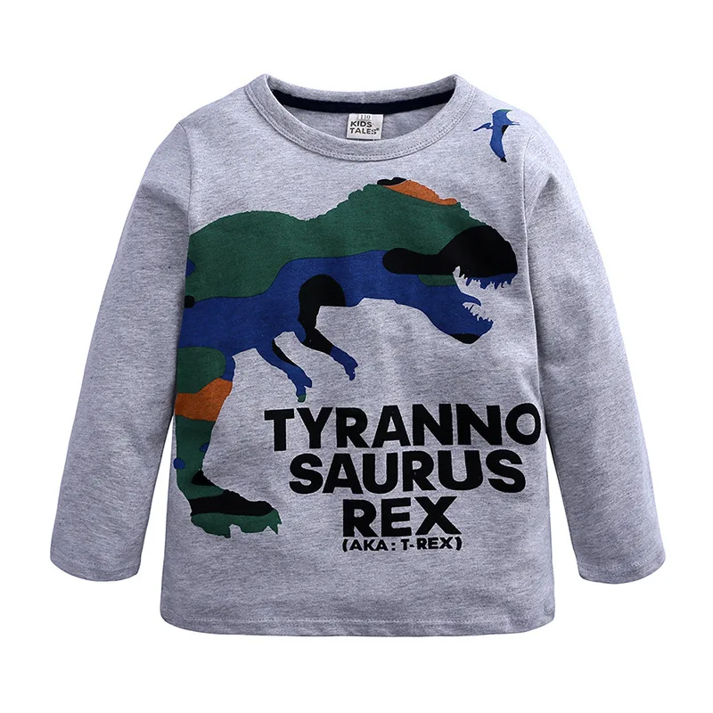 Cartoon Print Baby Boys Dinosaur T Shirt For Spring Infant Kids Boys