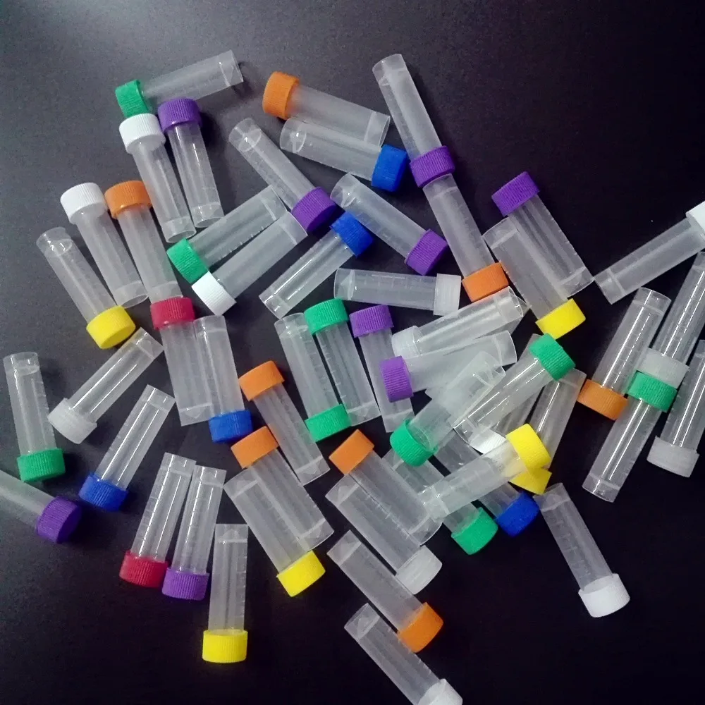 50 piece, 5 ml Laboratory freezing tubes centrifuge tube Cryotube for lab analysis with colorful screw cap