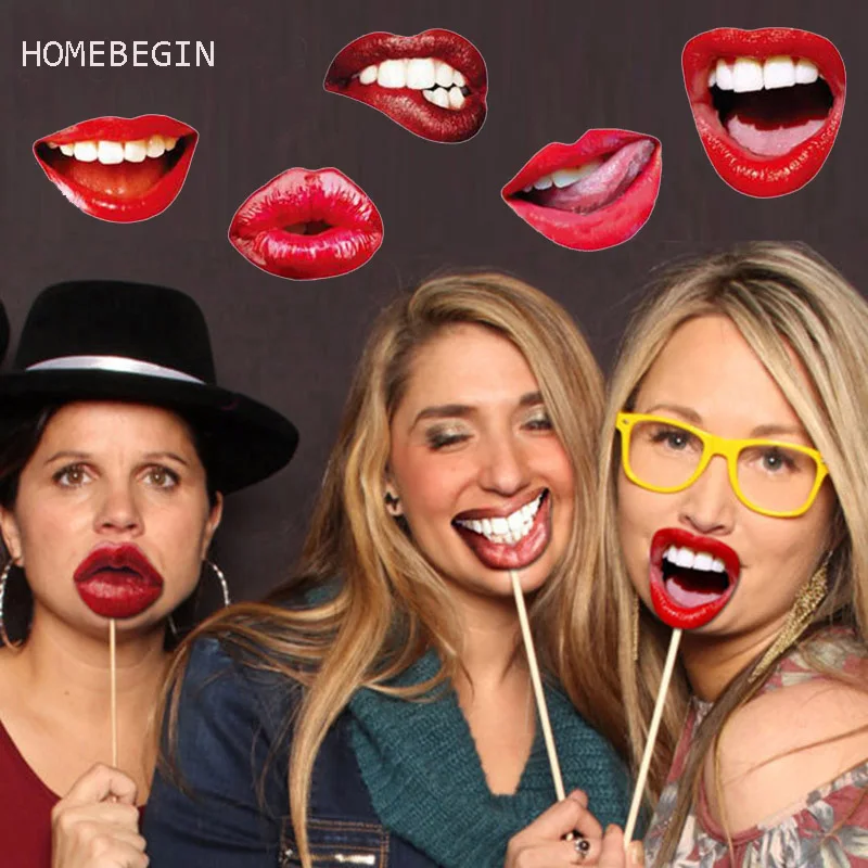 

HOMEBEGIN 20pcs Spoof Lips Photo Booth Props For Bachelorette Party Kids Birthday Toys Wedding Decoration Event Party Supplies