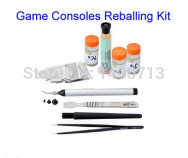 

Direct Heat Stencil Game consoles 19 pcs + solder balls, flux, scraper, brush, tweezer BGA reballing kit