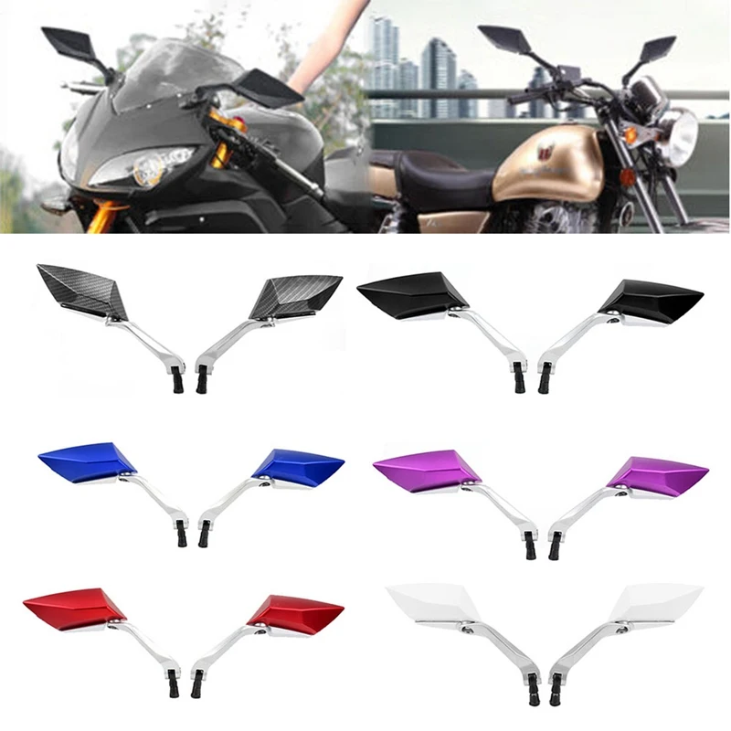

2Pcs/Pair Motorcycle Mirror Scooter E-Bike 10mm Rearview Mirrors Back Side Convex Mirror
