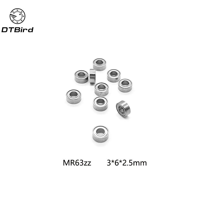 ; набор из 10 шт. MR63ZZ MR63 ABEC-5 3*6*2,5 мм Шариковые подшипники с глубоким желобом MR63/L-630 ZZ