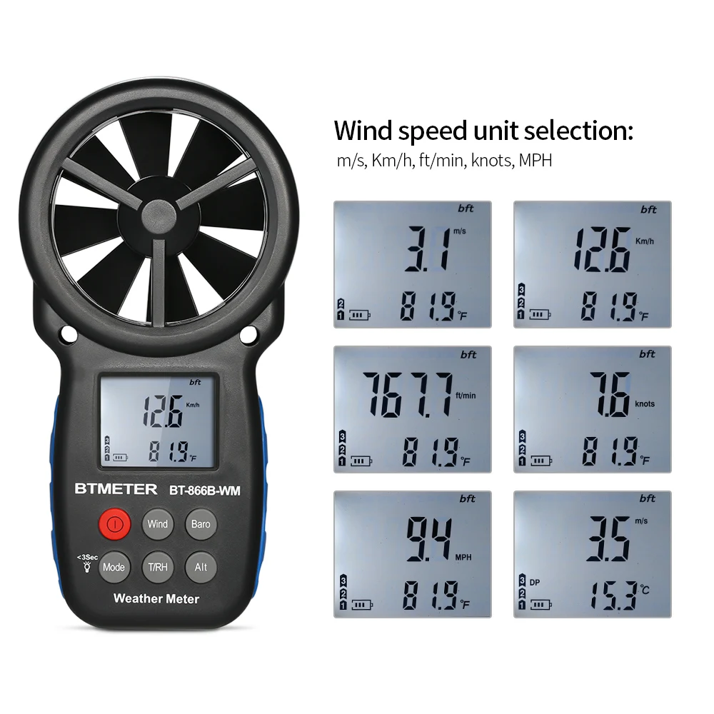

Digital Anemometer Wind Speed Meter Weather Meter Chill Indicator/Temperature Humidity/Barometric Pressure/Altitude Meter