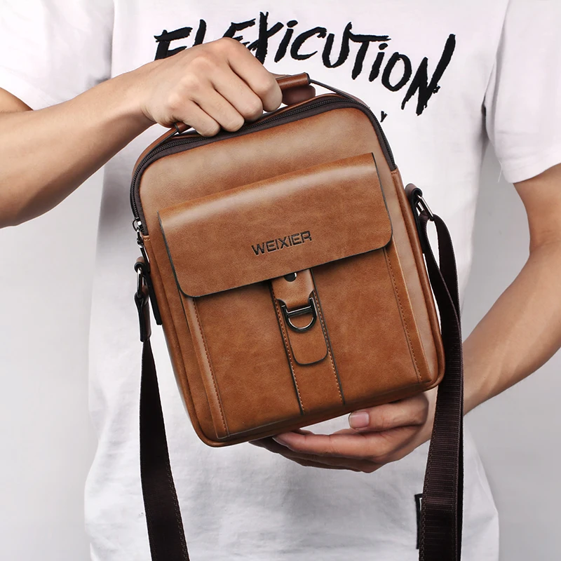  WEIXIER Messenger Bags 2019 PU Leather Men Designer High Quality New Fashion Shoulder Bag Casual Zi - 33006646005