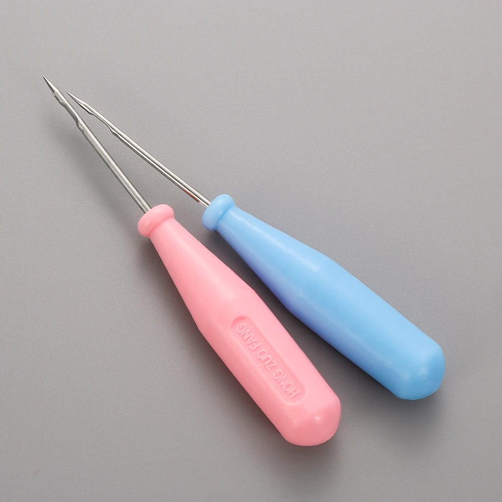 Steel Stitcher Sewing Awl Shoes Bags Hole Hook DIY Handmade Leather Tool Plastic Handle Cone Needle Shoe Repair Needles