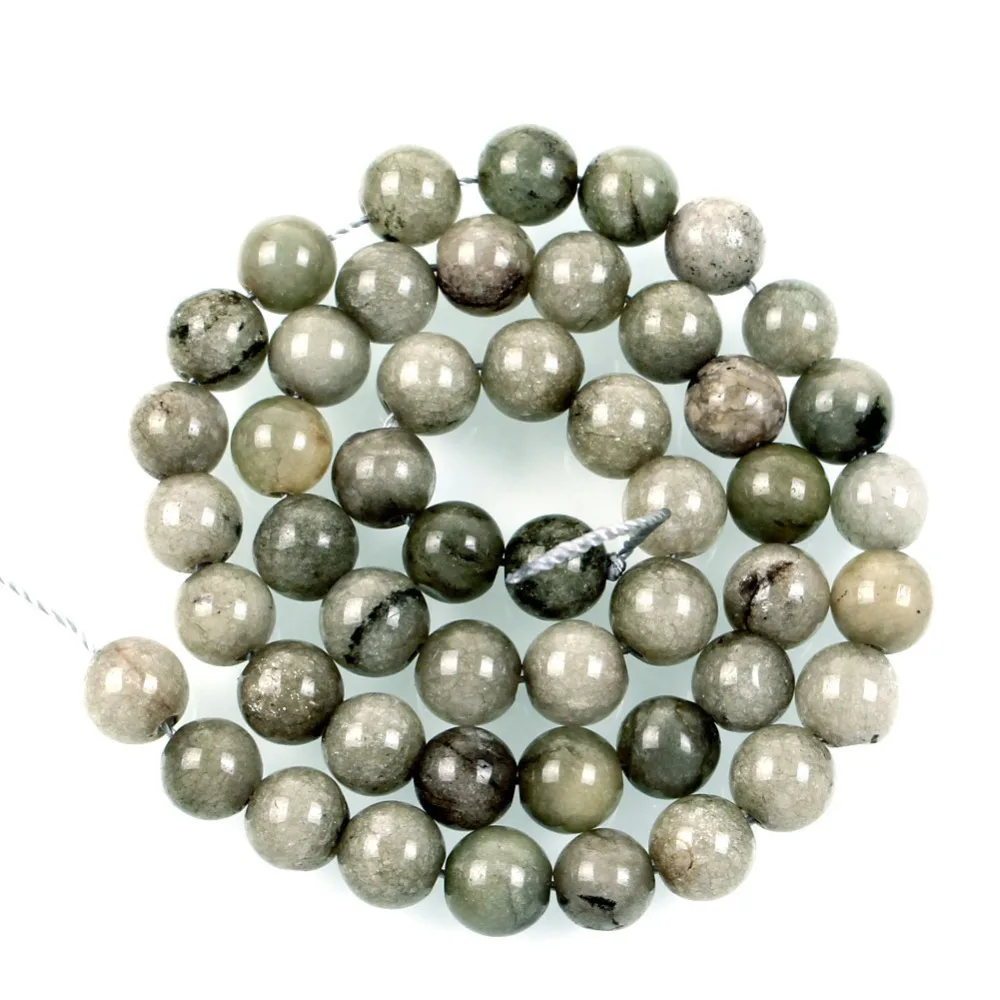 

15"Strand Natural Stone Beads Smooth Light Green Striped Marble Stone Beads Loose Spacer Beads For Jewelry Making Bracelet 8mm