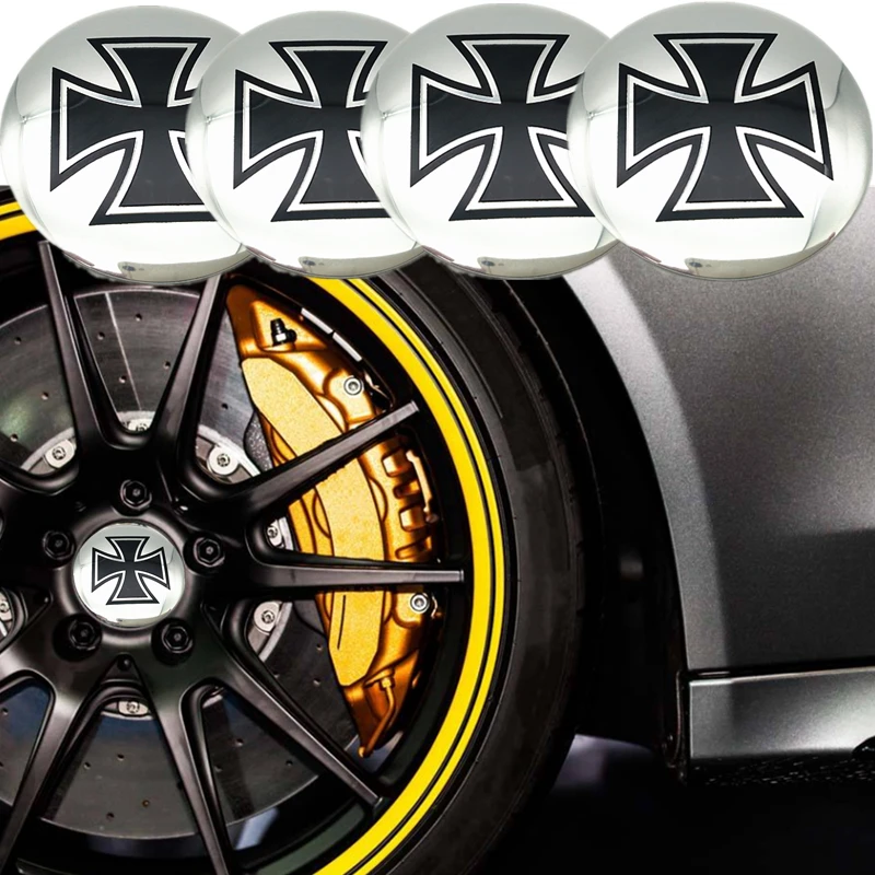 YONGXUN 4pcs 56.5mm 1813 Germany Iron Cross LOGO Car Wheel Hub Center Cap Aluminum Sticker badge