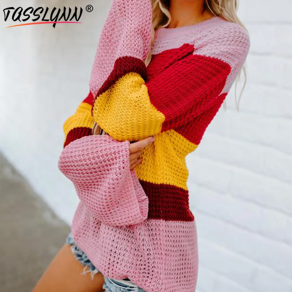 Taslynn 2018 осенний модный вязаный зимний свитер пуловер Одежда Женские полосатые