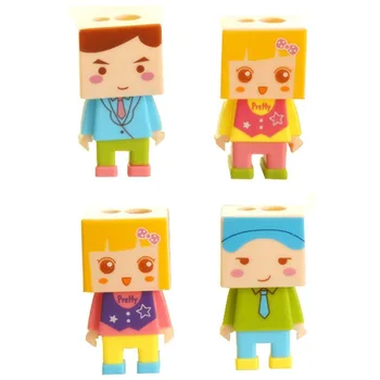 플라스틱 DIY 조립 만화 캐릭터 듀얼 돔 펜슬 또는 크레용 숫돌, 1PC