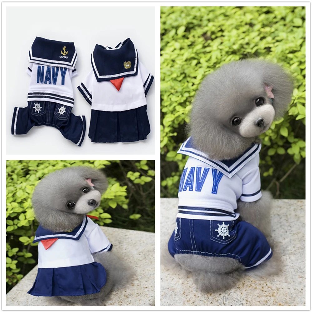 2018 Navy Style Pet Dog Clothes Navy Costume For Small dogs Dress Pet