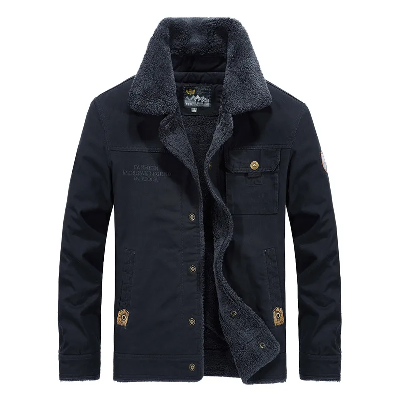 Бренд FGKKS, мужские куртки, куртка-бомбер, зима, осенняя мужская теплая куртка с меховым воротником, верхняя одежда, мужские повседневные куртки, пальто - Цвет: Dark blue