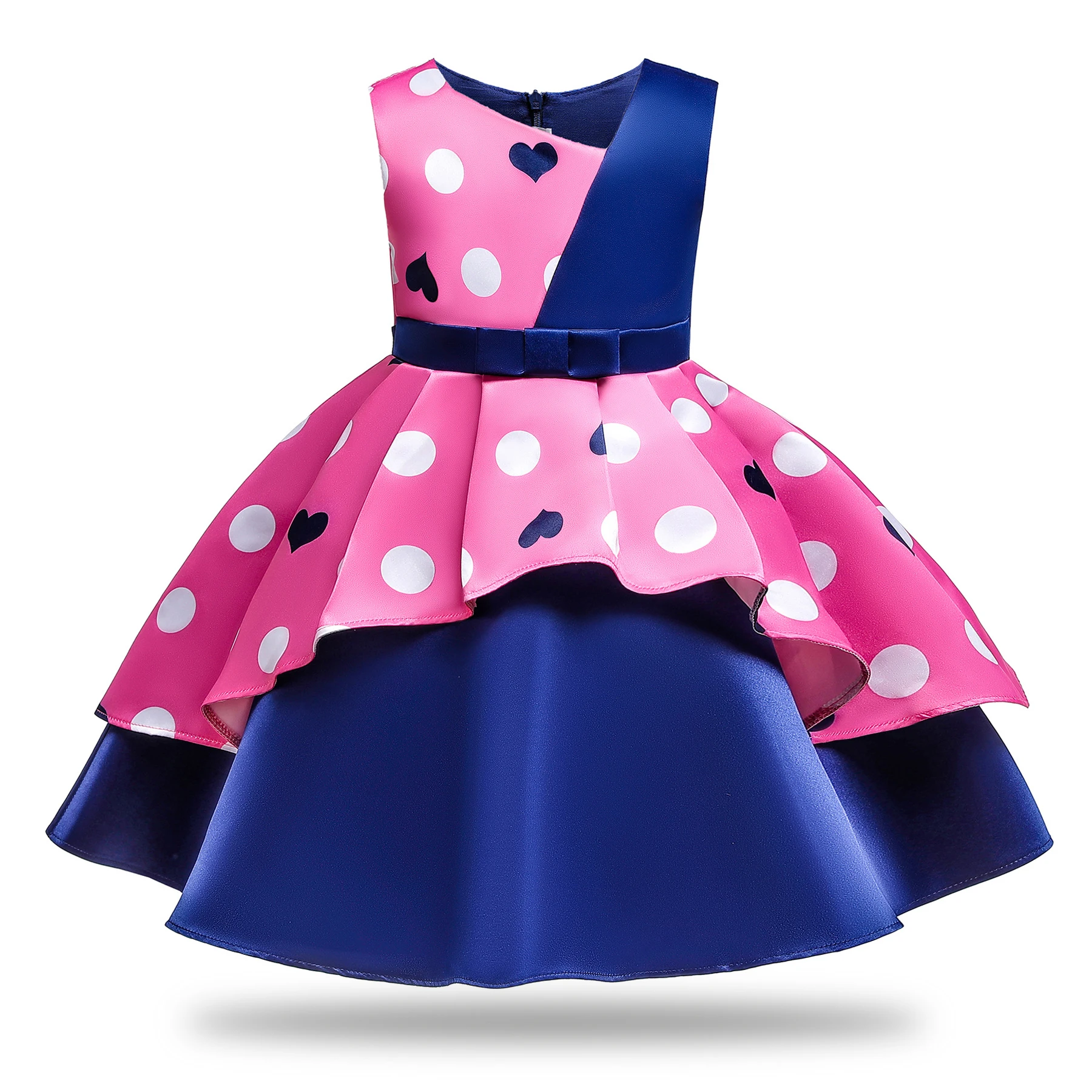 

Baby Girls Party Satin Dress Elegant Heart Print Girl Evening Dress For Wedding Birthday Princess Kids Dresses For Girls Clothes