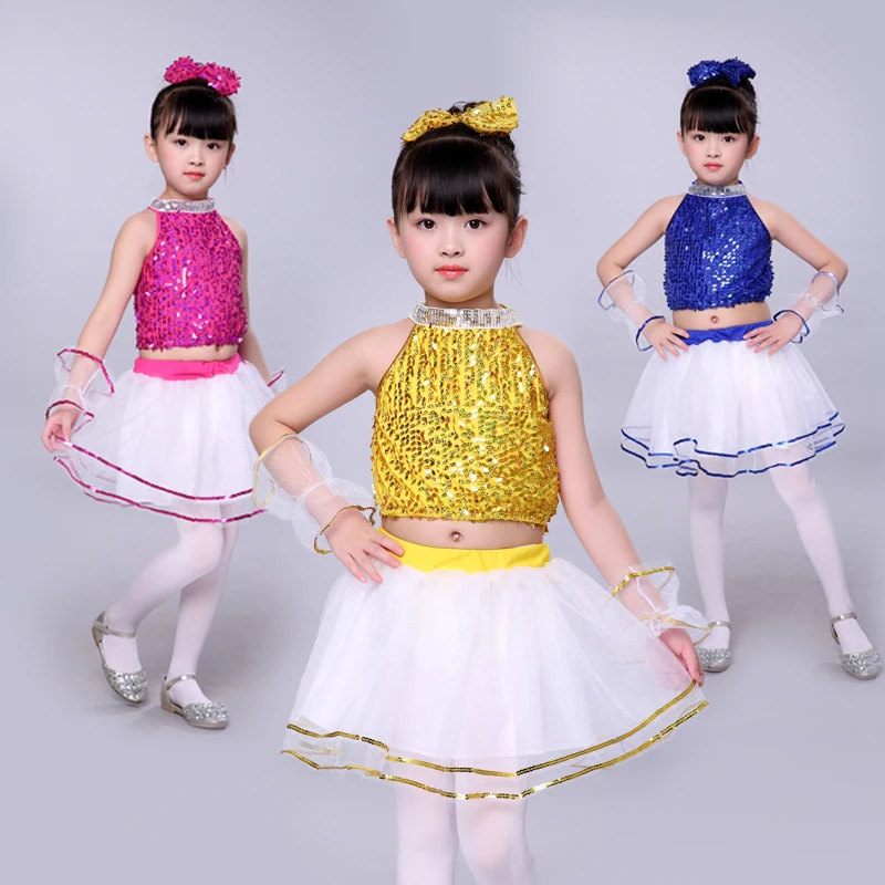 Children Dance Costume New children's modern dance show girls sequins