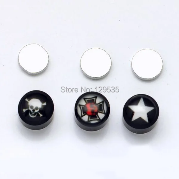 8mm Diameter Black Tai Chi Smile Face Acrylic Skull Cross Tongue 8mm Diameter Black Tai Chi Smile Face Acrylic Skull Cross Tongue Us Flag Women Men Magnetic Earrings No Pierced In Stud From Jewelry