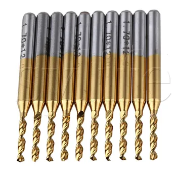 

10pcs 1/8" Titanium Coated Carbide Micro Drill Bits PCB CNC End Mill Tool 1.7mm