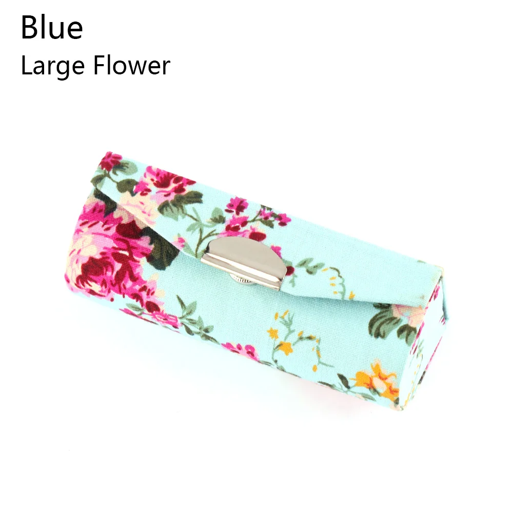 1 шт. Модный чехол для губной помады в стиле ретро с вышитыми цветами и зеркальной упаковкой, коробка для блеска для губ, Ювелирная упаковка, коробка для хранения - Цвет: Large Flower-blue
