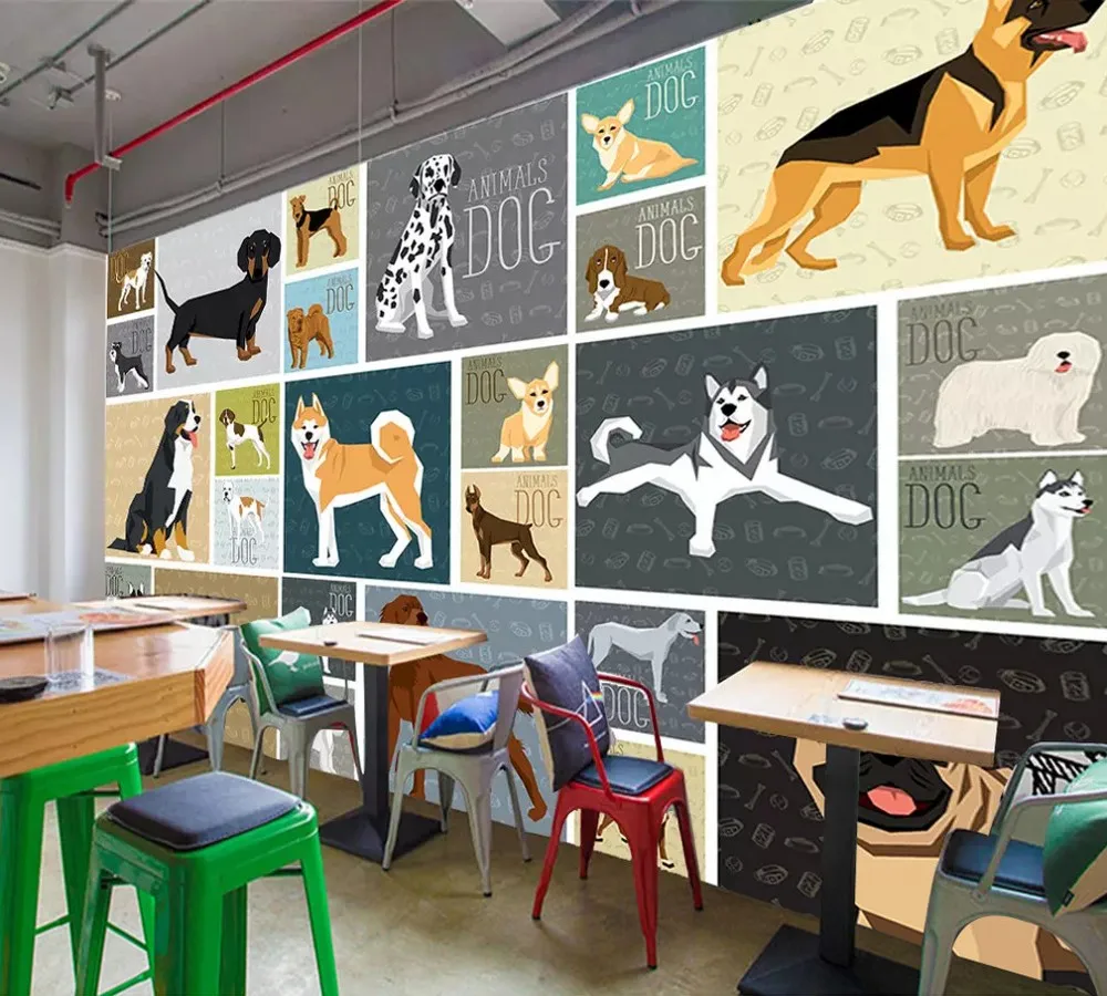 

Free Shipping Custom Wallpaper Mural Hand Drawn Hospital Clinic Fashion Pet Shop Beauty Salon Background Wall Painting Deco