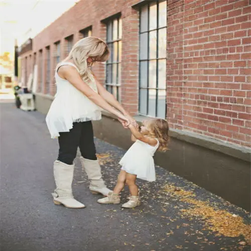 

Mother And Daughter Matching Casual Dress Women Girls Short Dress Family Clothes