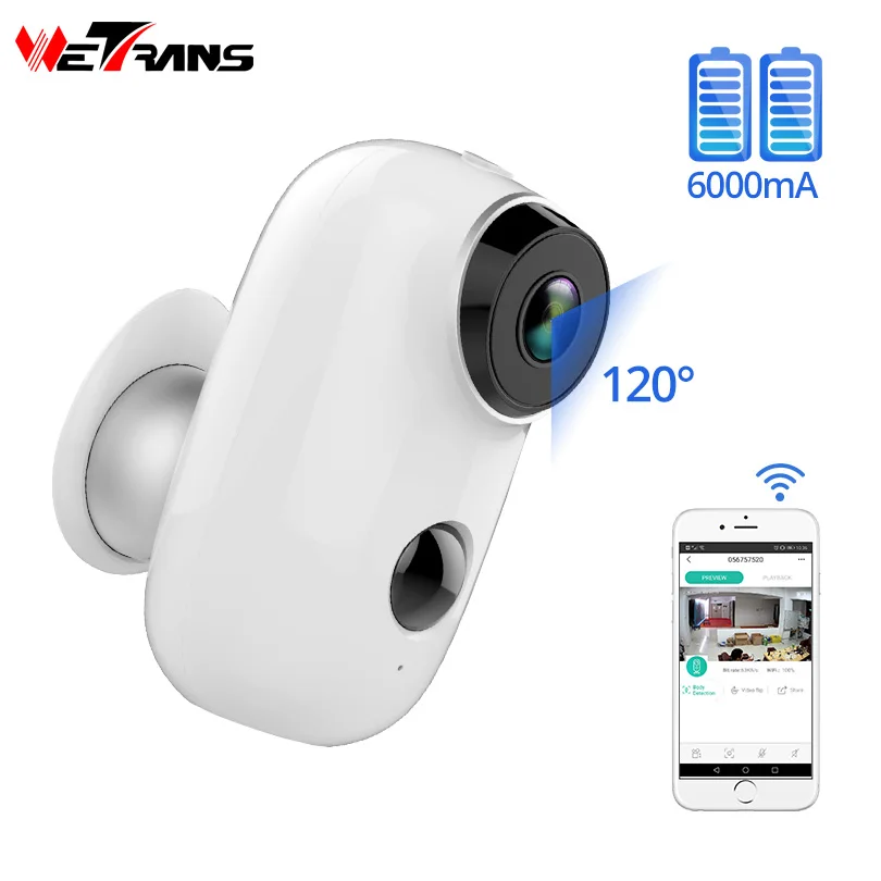 

Wetrans IP Camera Wifi Outdoor Mini Surveillance Camara Rechargeable Battery 720P HD CCTV Wireless Security Cameras for Home