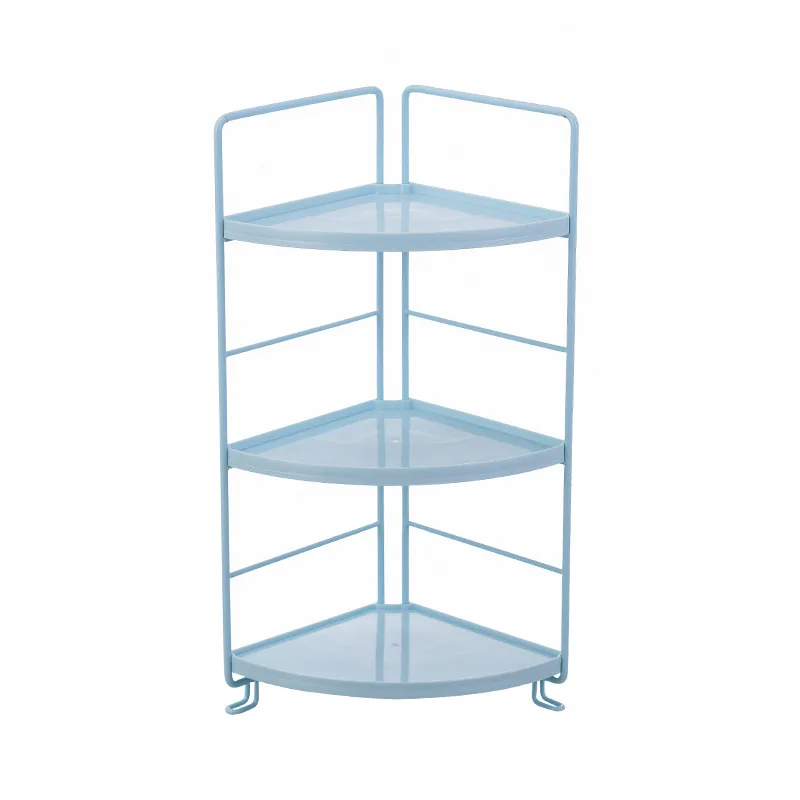 3-уровневые Хранение Полка-органайзер для ванной Кухня стойки держатель железная Книжная полка для рабочего стола, Пластик стеллаж для хранения Shelwes - Цвет: blue-round