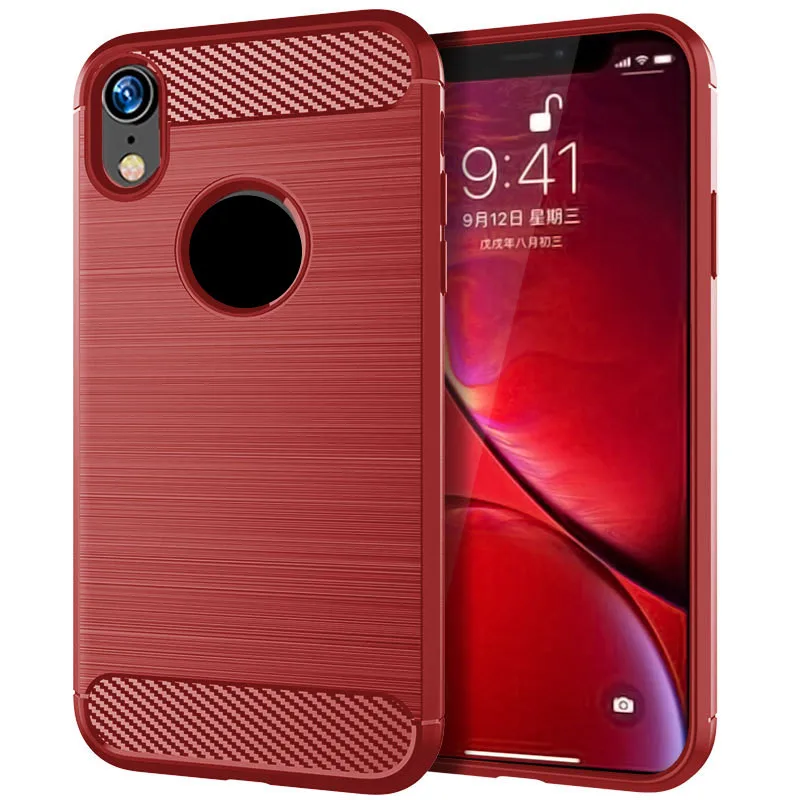 

for iphone xr Soft Carbon fiber mobile cell phone Back Cover Solid Color Dirt-resistant Shockproof case
