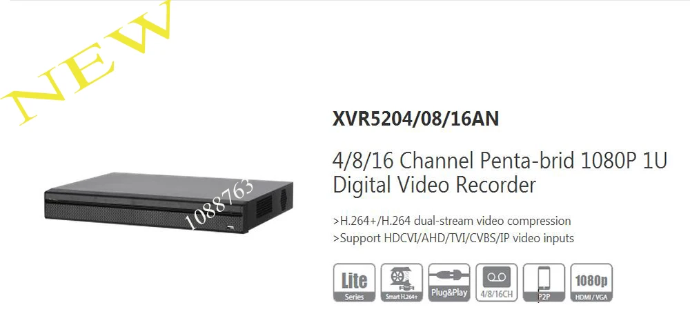 

DAHUA 2017 NEW Product 4/8/16 Channel Penta-brid 1080P 1U Digital Video Recorder Without Logo XVR5204AN/XVR5208AN/XVR5216AN