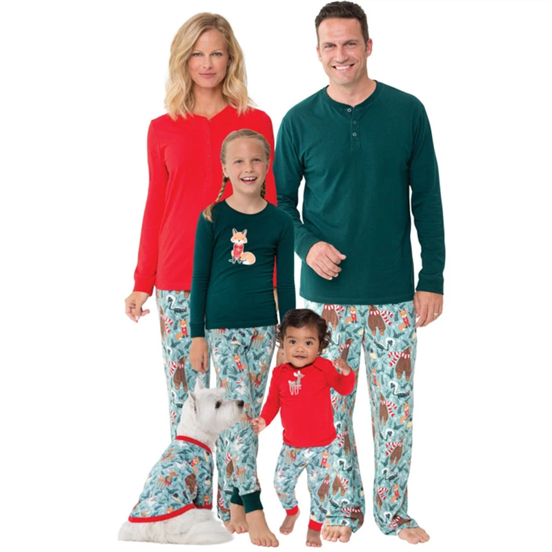 Family matching clothes 2018 Christmas Pajamas Sets Long