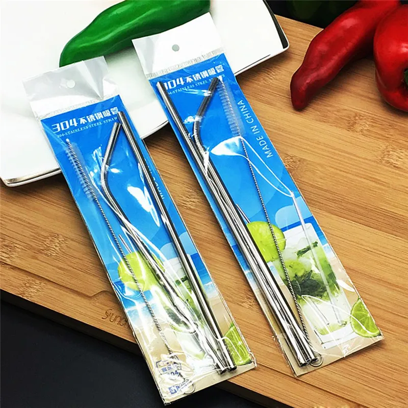 2 Pcs/Set Thick Metal Drinking Straw Reusable Premium 304 Stainless Steel Drinking Straws Straight Tube With Cleaner Brush 2 Pcs/Set Thick Metal Drinking Straw Reusable Premium 304 Stainless Steel Drinking Straws Straight Tube With Cleaner Brush