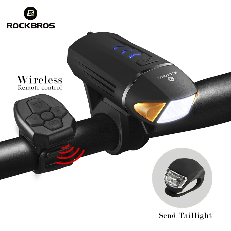 

ROCKBROS Bicycle Front Light 350LM USB Rechargeable LED Bike Light Wireless Turn Signals For Bicycles Lamp Cycling 120db Horn