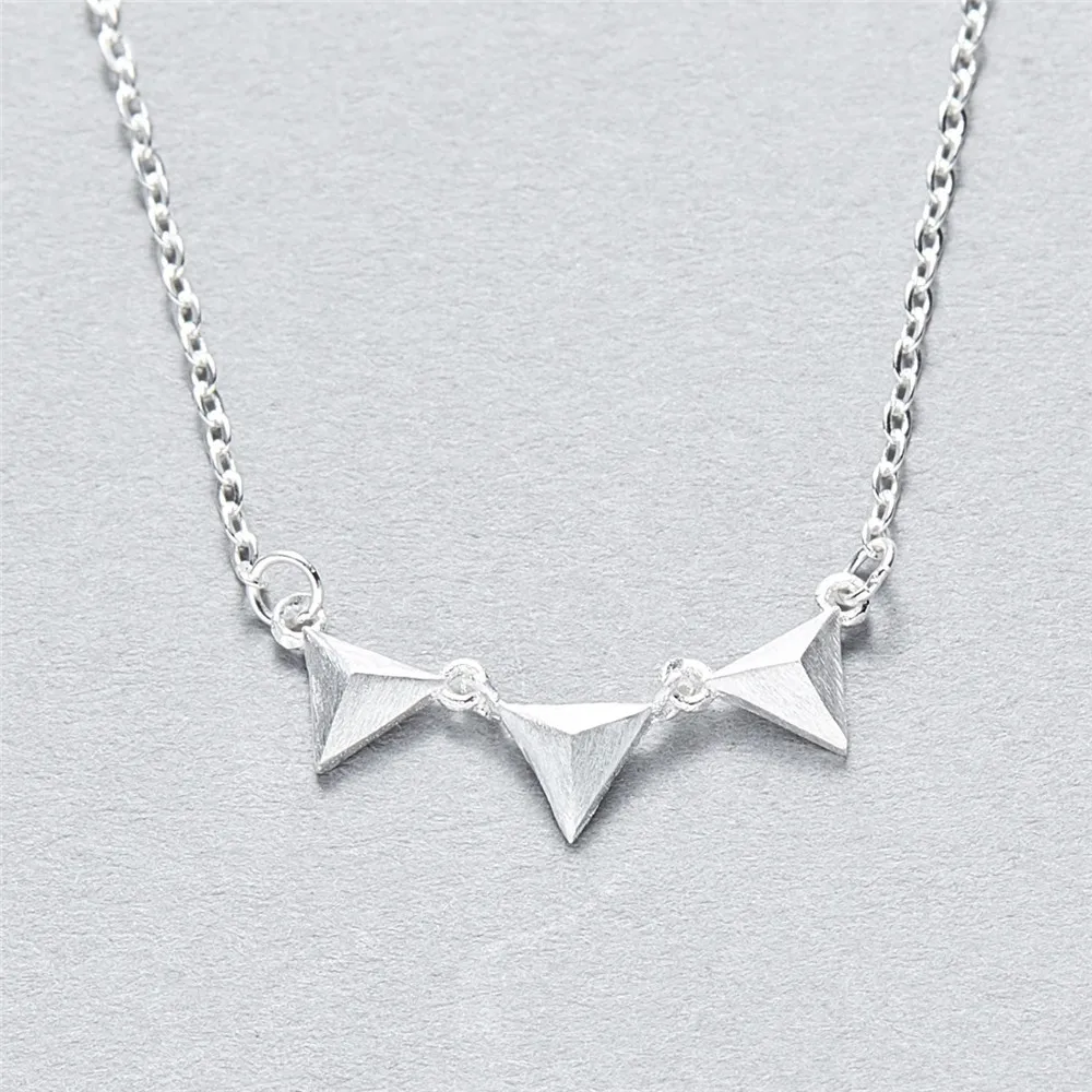 triangle pendant necklace 100% 925 Sterling silver nacklace Jewellery Clavicle chain pendant charms gift