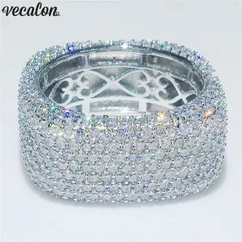 

Vecalon Hollow Luxury Ring 925 Sterling Silver Pave setting 450pcs AAAAA Cz Engagement Wedding Band rings for women Jewelry Gift