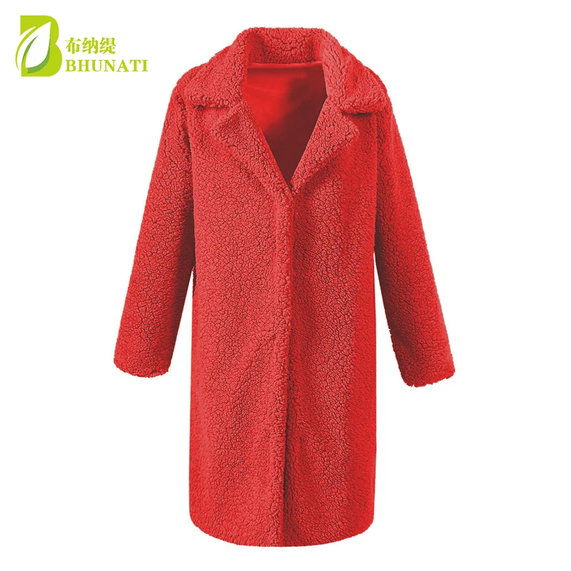 Women Faux Fur Teddy Coat Winter Thick Warm Fluffy Long Fur Coats Fashion Lapel Shaggy Jackets Overcoat Plus Size Outwear