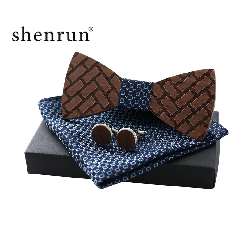 

ShenRun Fashion Original Wooden Bow Tie Gentleman Groom wooden necktie Butterfly Wedding Party Bow Ties Butterfly For Man