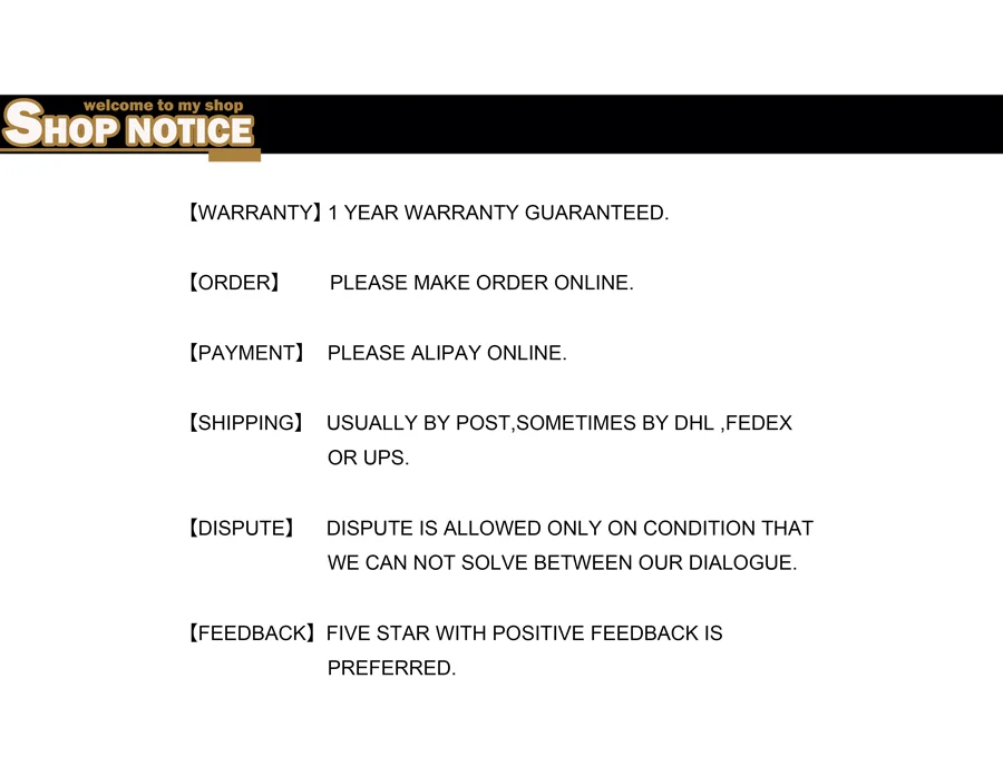 Shop Notice