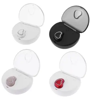 

Mini earphone bluetooth 4.1 love shape Invisible earbud with micphone handsfree calls In-ear earphone with charging base