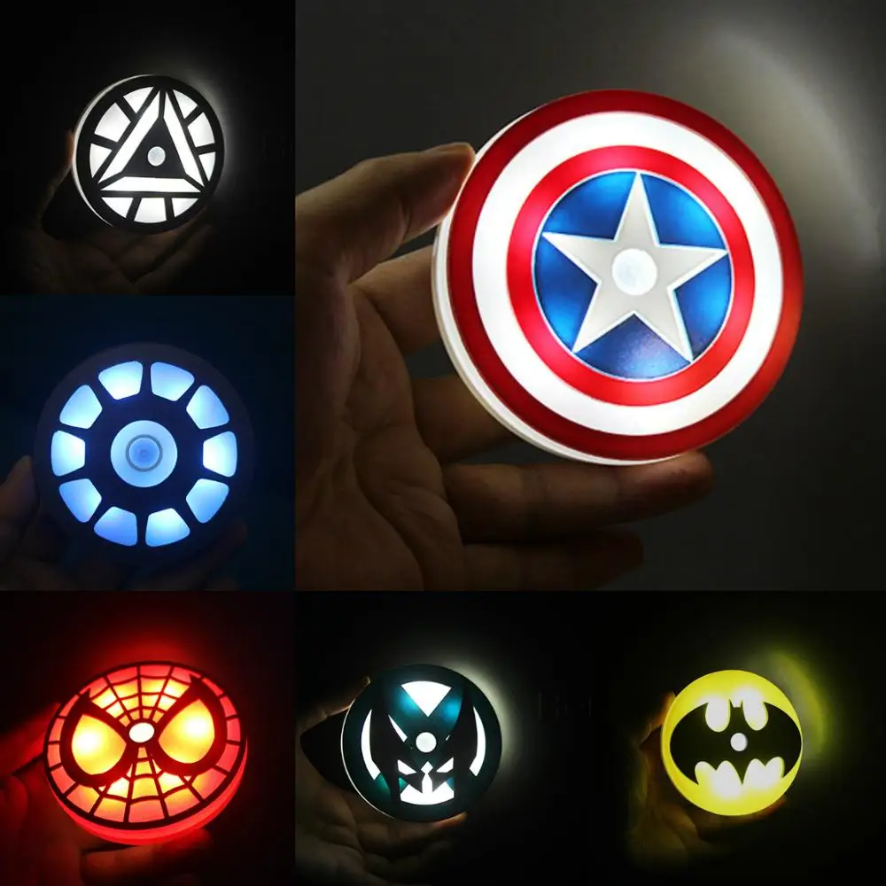 

LED Night Light Mini Lamp Motion Sensor Auto Control Figure Iron Man Captain America Batman Wolverine For Living Room