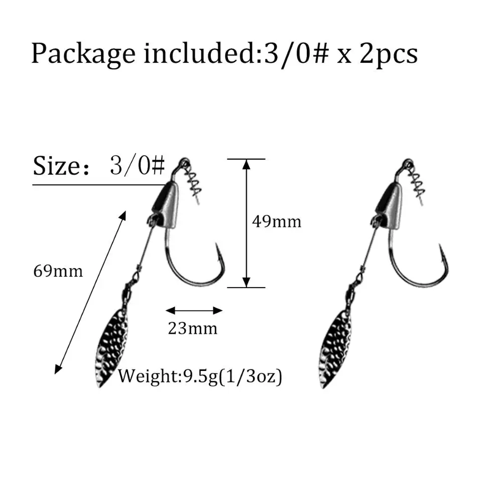 2 шт./4 шт. плавающие лопасти джиг голова Крюк#3/0#4/0#5/0 свинцовая головка рыболовные плавающие крючки Спиннер Утяжеленные плавающие приманки Крючки - Цвет: 2pcs size 3-0