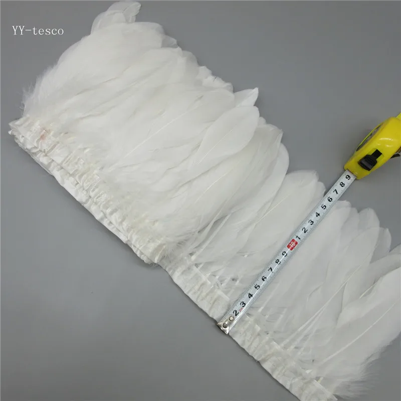 

white Goose Feather Trims 10 Yards Dyed Geese Feather Ribbons/15-20cm Fringes Goose Feather Cloth Belt DIY decorative 20 Color