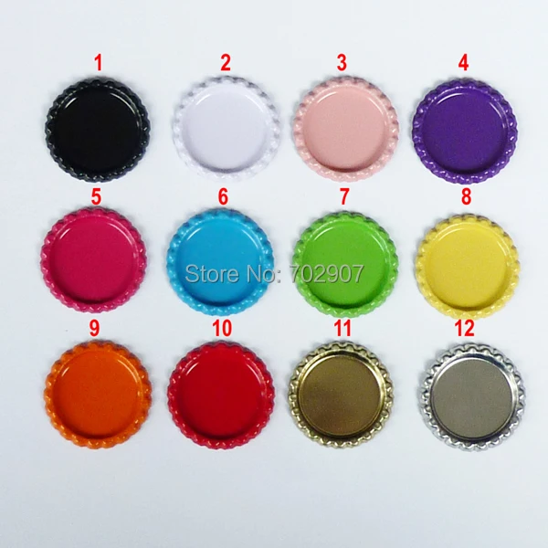 

Free Shipping: 300 pcs/lot Two-side Colourful Flat Bottle Caps for Jewelry Accessories Without Hole, 12 Colors can be Chosen