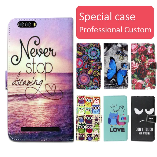 US $3.67 Fashion cartoon printed flip wallet leather case for Vertex Impress Lion dual cam  with Card Slot 