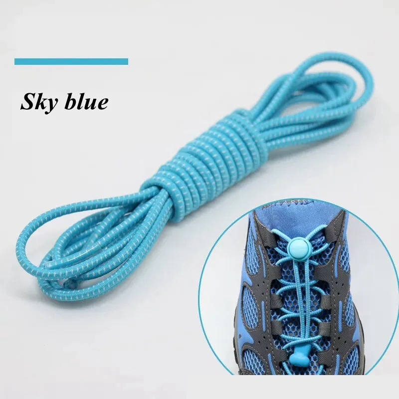100 см растягивающийся замок кружева 22 цвета пара фиксирующий башмак шнурки эластичные шнурки для кроссовок шнурки для бега/триатлона T1 - Цвет: Sky blue